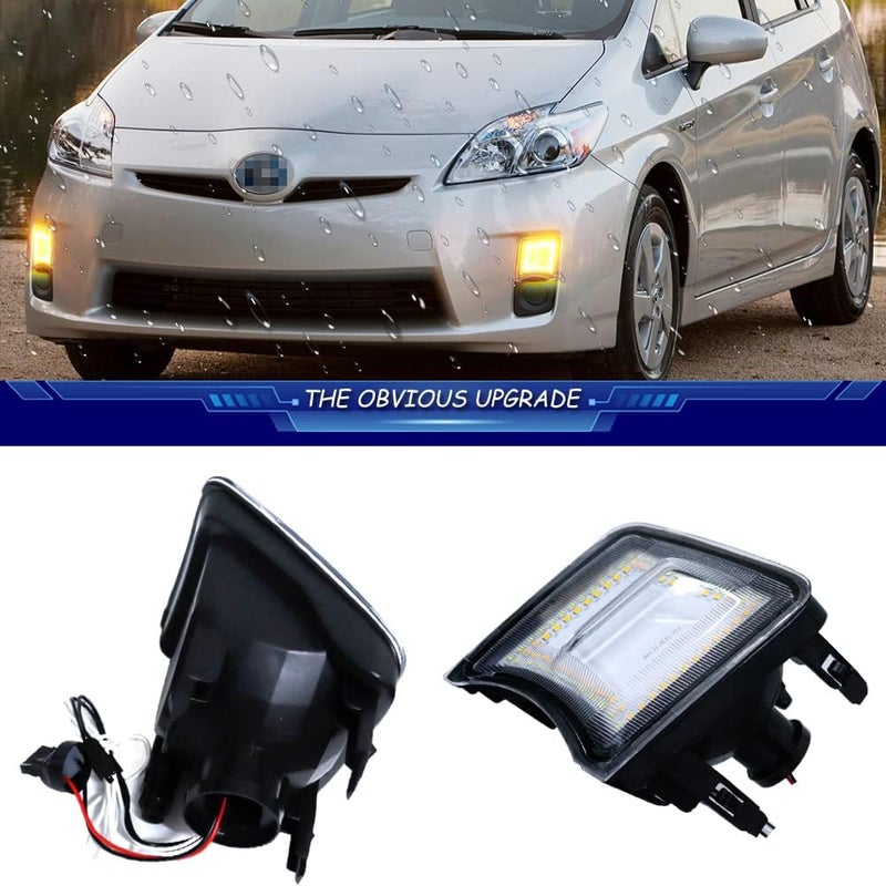 TurningMax For 2010 2011 Toyota Prius Front bumper Turn Signal Lights Parking Lamps Switchback 2 in1 Amber/white Led Clear Lens 8151147020, 8151147022 - Image 2